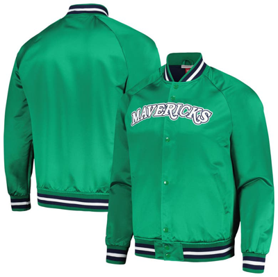Mitchell & Ness Green Dallas Mavericks Hardwood Classics  Throwback Wordmark Raglan Full-snap Jacket