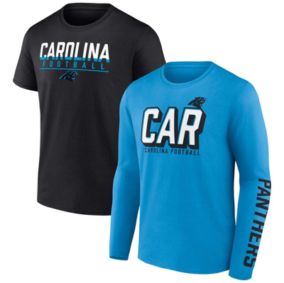 Fanatics Branded Blue/black Carolina Panthers Two-pack T-shirt Combo Set In Blue,black