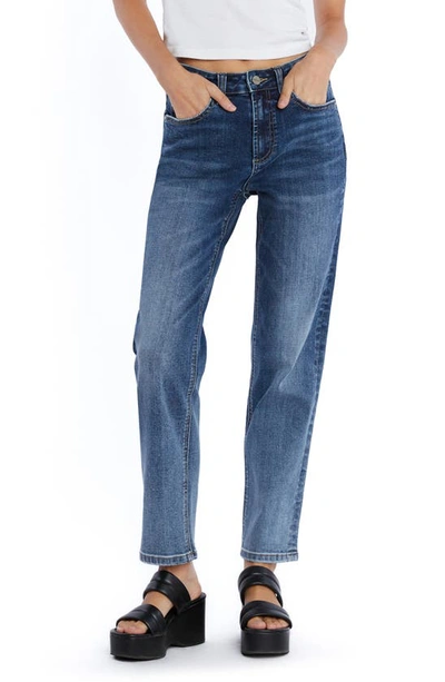 Hint Of Blu High Waist Ankle Straight Leg Jeans In Corsica Blue