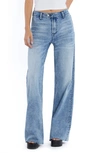 Hint Of Blu Flat Front Wide Leg Jeans In Malta Blue