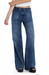 Hint Of Blu Flat Front Wide Leg Jeans In Marbella Blue