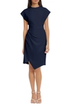 Donna Morgan For Maggy Side Gathered Sheath Dress In Twilight Navy