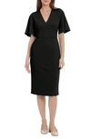 Maggy London Flutter Sleeve Midi Dress In Black