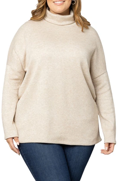 Kiyonna Women's Plus Size Paris Turtleneck Tunic Sweater In Oatmeal
