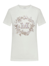 Max Mara Rhinestone Embellished Cotton T-shirt In White