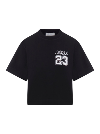 Off-white Ow 23 Embr Crop Tee In Black