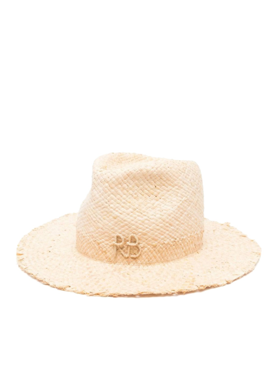 Ruslan Baginskiy Neutral Logo-appliqué Fedora Hat In Nude & Neutrals