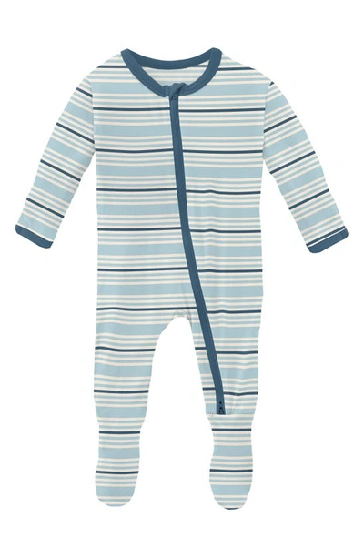 Kickee Pants Babies' Stripe Fitted One-piece Pajamas In Jetsam Stripe