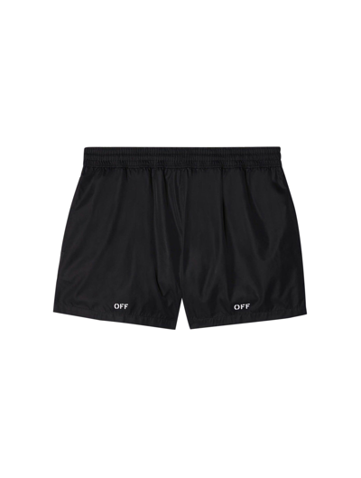 Off-white Logo-print Swim Shorts In Negro