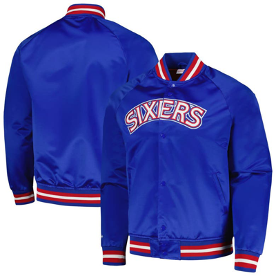 Mitchell & Ness Royal Philadelphia 76ers Hardwood Classics  Throwback Wordmark Raglan Full-snap Jack