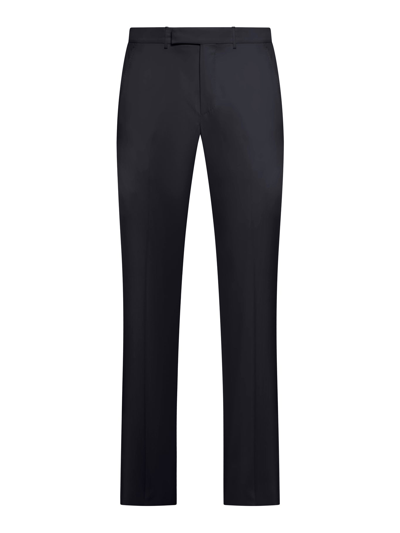 Zegna Cotton Tailored Trousers In Blue