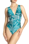 Robin Piccone Romy Plunge One-piece Swimsuit In Ocean