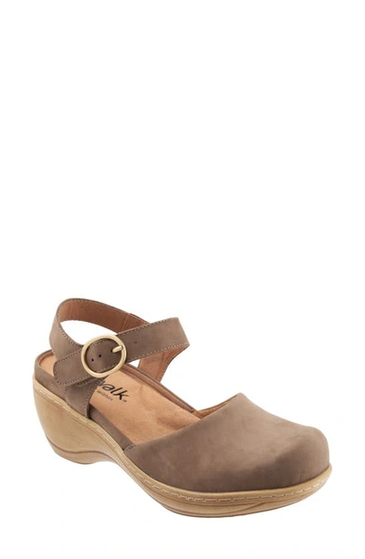 Softwalk Mabelle Ankle Strap Clog In Taupe Nubuck