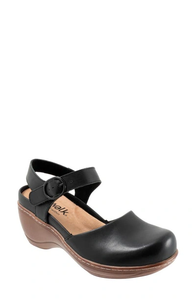 Softwalk Mabelle Ankle Strap Clog In Black