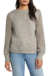 Tommy Bahama Shimmer Balloon Sleeve Sweater In Soft Silver