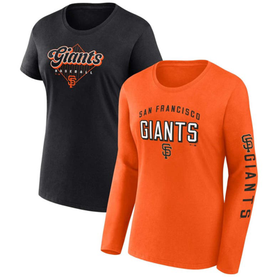 Fanatics Women's  Orange, Black San Francisco Giants T-shirt Combo Pack In Orange,black