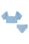 ANDY & EVAN KIDS' PUFF SLEEVE TWO-PIECE SWIMSUIT