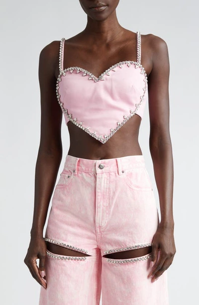 Area Pink Crystal Trim Heart Tank Top
