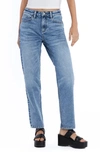 Hint Of Blu High Waist Ankle Straight Leg Jeans In Lake Como Blue