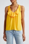 Ramy Brook Nellie Ruffled Sleeveless Blouse In Yuzu