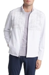 Johnnie-o Godwin Mixed Media Quilted Knit Zip Jacket In White