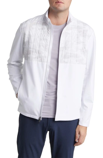 Johnnie-o Godwin Mixed Media Quilted Knit Zip Jacket In White