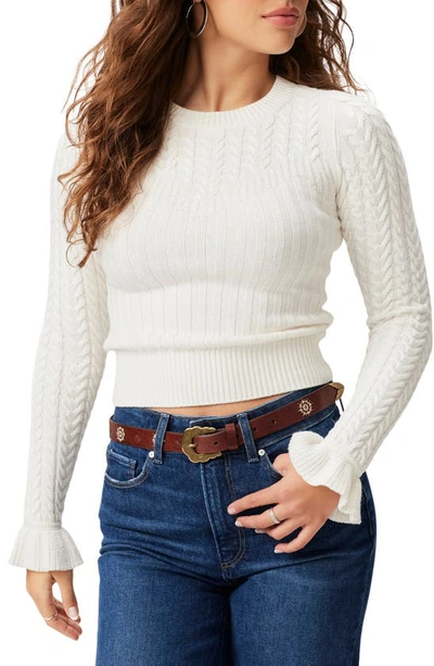 Paige Henrietta Cable-knit Flare-sleeve Top In Ivory