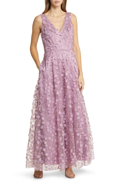 Eliza J 3d Floral Evening Gown In Mauve