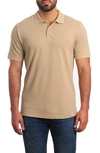 Jared Lang Lightning Bolt Embroidered Polo In Sand