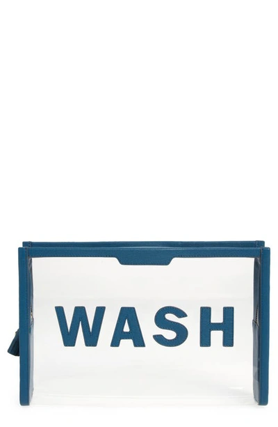 Anya Hindmarch Wash Cosmetics Pouch In Clear/ Light Petrol