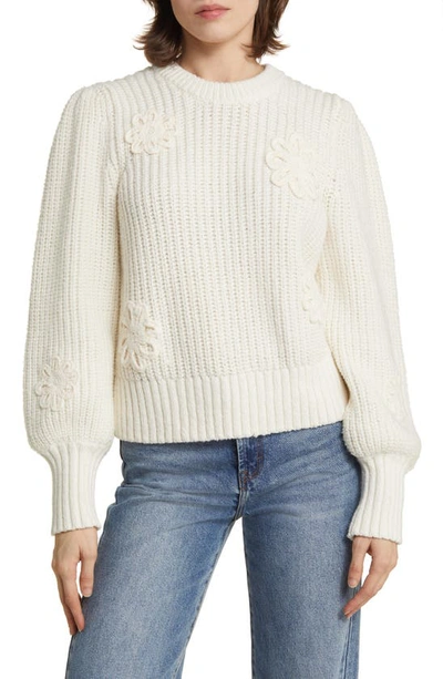 Rails Romy Floral Applique Sweater In Ivory