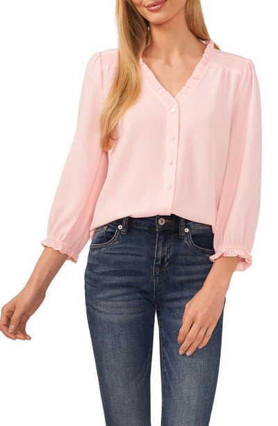 Cece Ruffle V-neck Blouse In Rose Pearl