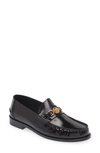 Versace Black Leather Medusa 95 Loafers In Multi