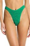 Bondeye Christy Textured Hipster Bikini Bottoms In Emerald Tiger