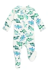 L'OVEDBABY L'OVEDBABY SEAWEED ORGANIC COTTON ZIP FOOTIE