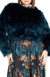 City Chic Slylvia Crop Faux Fur Jacket In Midnight