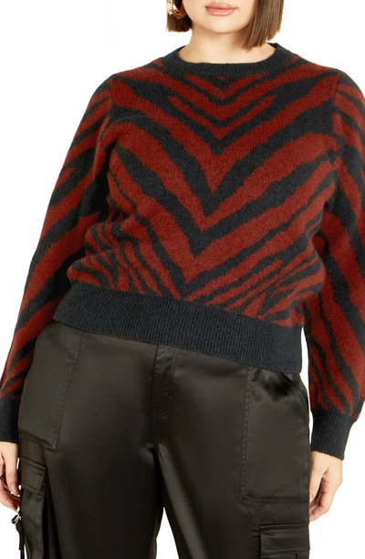 City Chic Freya Relaxed Fit Sweater In Sienna/ Black