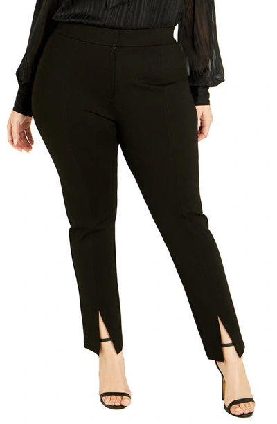 City Chic Wynter Front Slit Pants In Black