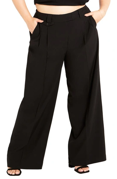 City Chic Jazmin Wide Leg Pants In Black