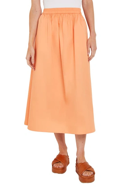 Misook Pleat Cotton Skirt In Citrine