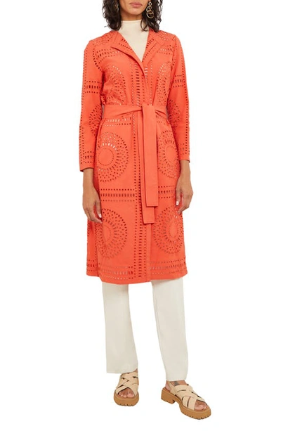 Misook Eyelet Embroidery Topper Jacket In Spice