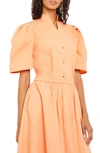 Misook Puff Sleeve Front Button Shirt In Citrine