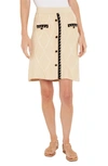 Misook Button Front A-line Sweater Skirt In Biscotti/black