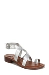 Franco Sarto Ina Toe Loop Sandal In Silver Faux Leather