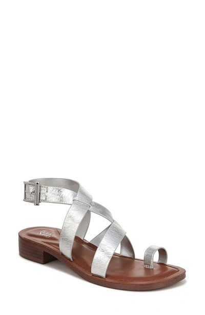 Franco Sarto Ina Toe Loop Sandal In Silver Faux Leather