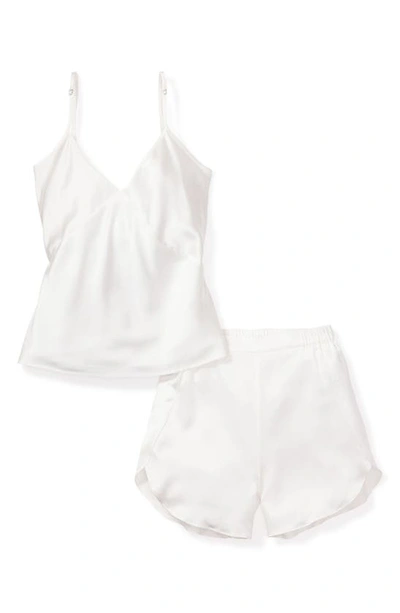Petite Plume Short Mulberry Silk Pajama Set In White