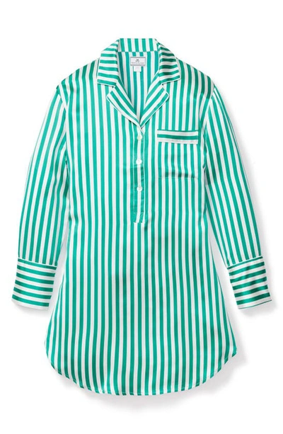 Petite Plume Stripe Silk Nightshirt In Green