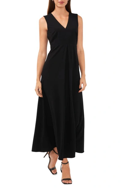 Halogen Inverted Pleat Sleeveless Dress In Rich Black
