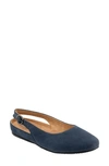 Softwalk Sandy Slingback Flat Sandal In Navy Nubuck