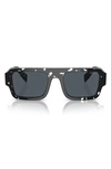 Prada Womens Black Pr A05s Rectangle-frame Abstract Acetate Sunglasses In Dark Grey